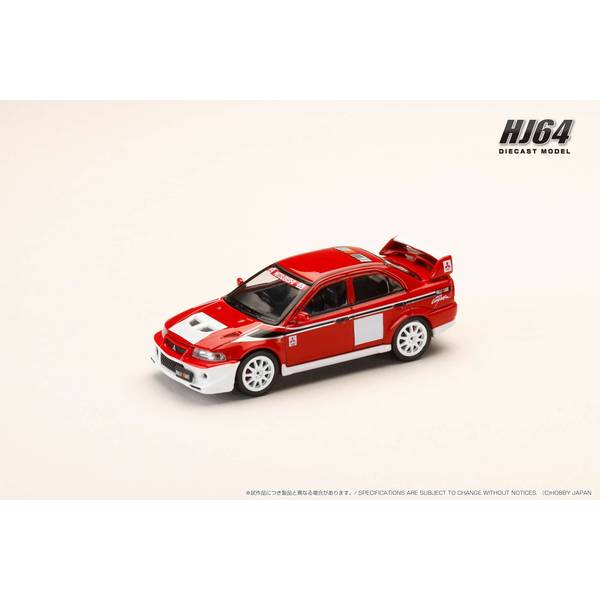 1/64 ミツビシ ランサーRSエボリューション6 CP9A 2000 RALLIART ホワイト/レッド 完成品ミニカー HJ643033RC