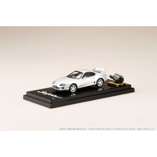 ホビージャパン 1/64 トヨタ スープラ RZ A80 シルバーメタリック エンジンディスプレイモデル付き 完成品ミニカー HJ641042AS