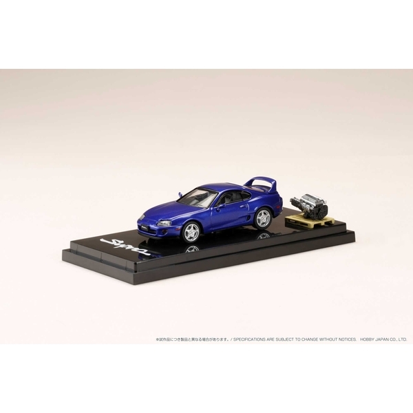 ホビージャパン 1/64 トヨタ スープラ RZ A80 ブルーマイカメタリック エンジンディスプレイモデル付き 完成品ミニカー HJ641042ABL