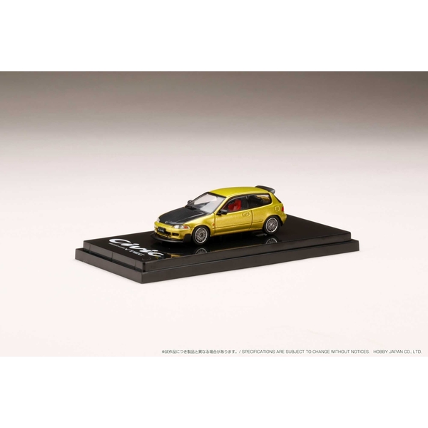ホビージャパン 1/64 ホンダ シビック EG6 JDMスタイル/メッシュホイール イエローメタリック 完成品ミニカー HJ641017FY