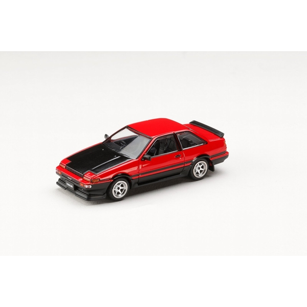 【2月予約】1/64 トヨタ スプリンタートレノ GT APEX (AE86) 2 DOOR 後期型 JDM STYLE カーボンボンネット レッド/ブラック 完成品ミニカー HJ644095RK