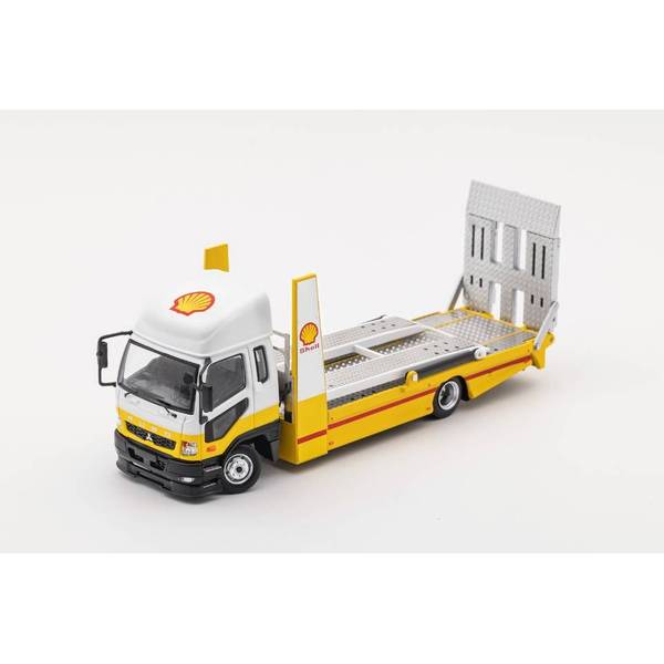 1/64 ミツビシ ふそう トラック ダブルデッカートレーラー SHELL イエロー/ホワイト 完成品ミニカー KS032-310
