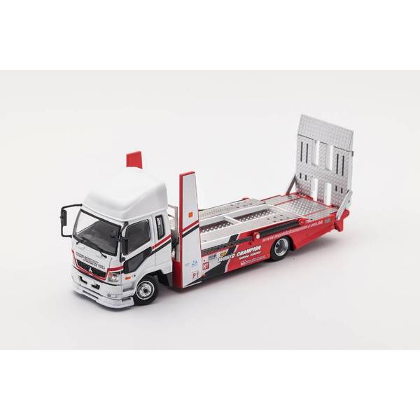 1/64 ミツビシ ふそう トラック ダブルデッカートレーラー Wei Chuanデコ ホワイト/レッド 完成品ミニカー KS032-315