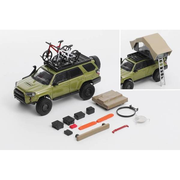 1/64 トヨタ 4Runner TRD PRO Overland 左ハンドル仕様 アクセサリー付 グリーン 完成品ミニカー KS080-532