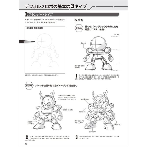 デフォルメロボの描き方 カッコイイ・かわいい３タイプのミニキャラが基本！