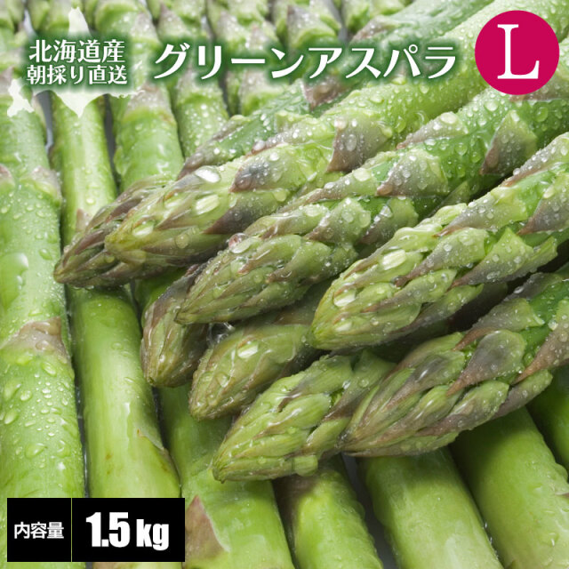 【くぅこ】北海道産グリーンアスパラLサイズ1.5kg×2冷蔵便 グリーンアスパラガス Lサイズ 通販 ギフト 送料無料