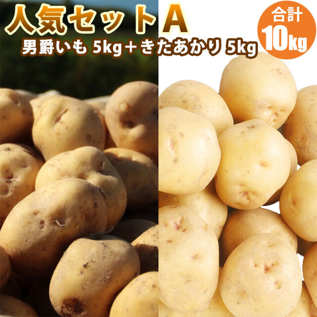 ジャガイモ人気セットA（きたあかり5kg・男爵5kg）