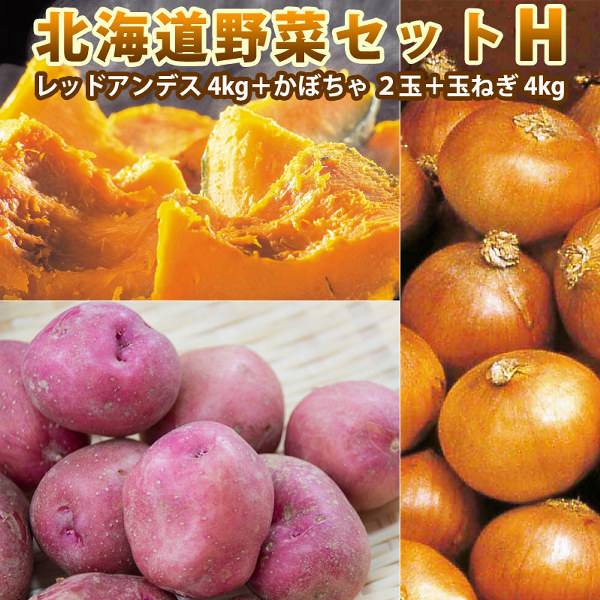 北海道野菜セットC（メークイン 4kg 南瓜2玉 玉葱4kg）