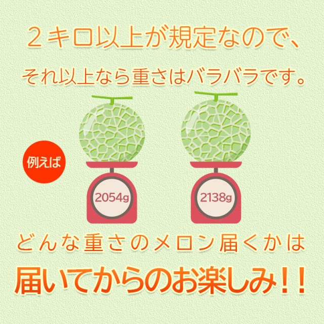 北海道メロン2kg (3Lサイズ) 1玉/2玉/4玉 北海道産 ギフトに赤肉