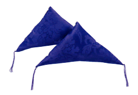 三角額布団　三角底辺25cm　紫どんす1組