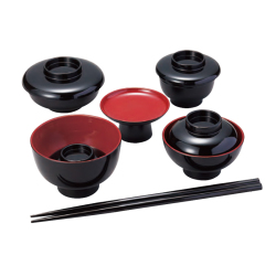 黒内朱　仏膳用お椀セット箸付