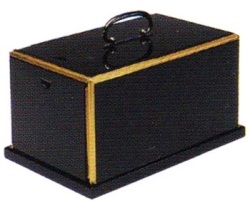 手提蓋付角香炉　黒