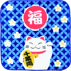 招き猫　タオルハンカチ