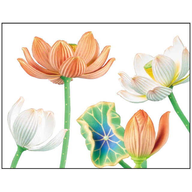 木製極彩色常花 1対【24-039】（水上寸法1.5尺～20.尺）