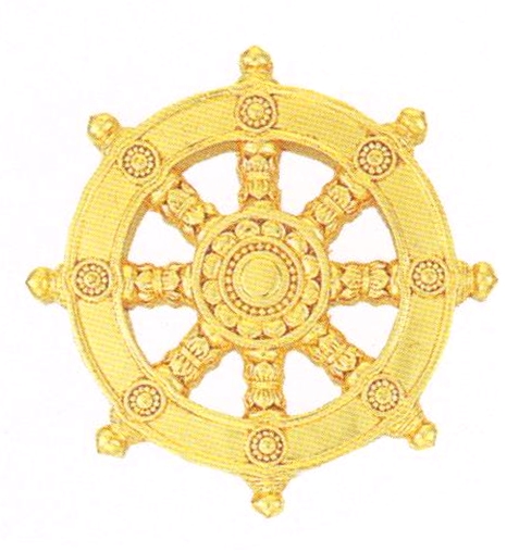 フォロー割・新品】 輪宝 木製 約9.9cm 3寸 金箔 宗派紋 定紋 法輪