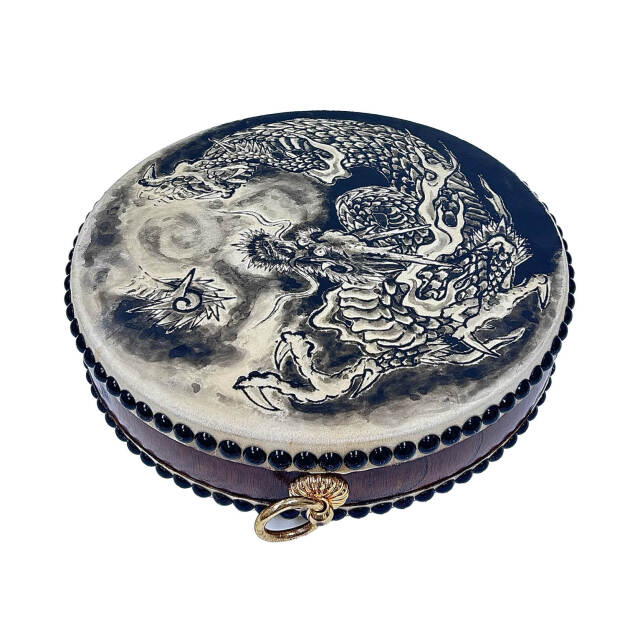 懺法太鼓（せんぽうだいこ）漆墨絵龍 寺院仏具｜放光