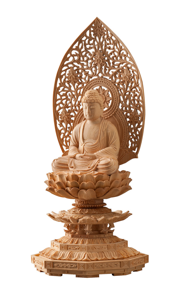 釈尊 曹洞宗・臨済宗】柘（つげ）製 座釈迦 八角台座 (1.7寸～3寸)【02-015】