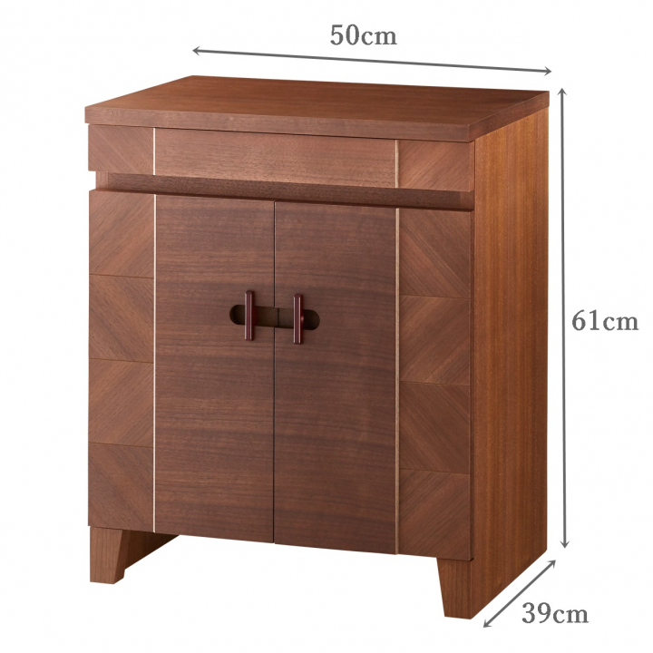 【仏壇専用台】 アローズ600扉 ウォールナット製：H61cm　W50cm　D39cm