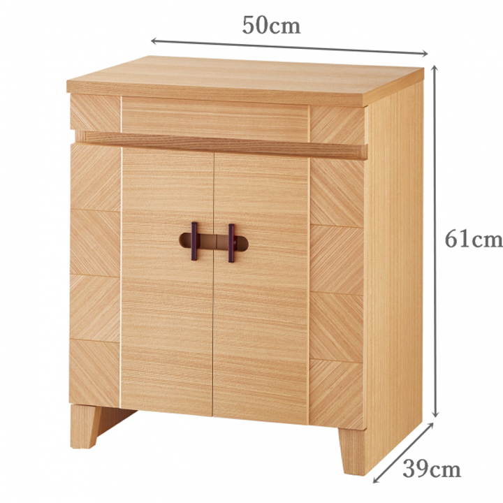 【仏壇専用台】 アローズ600扉 タモ製：H61cm　W50cm　D39cm