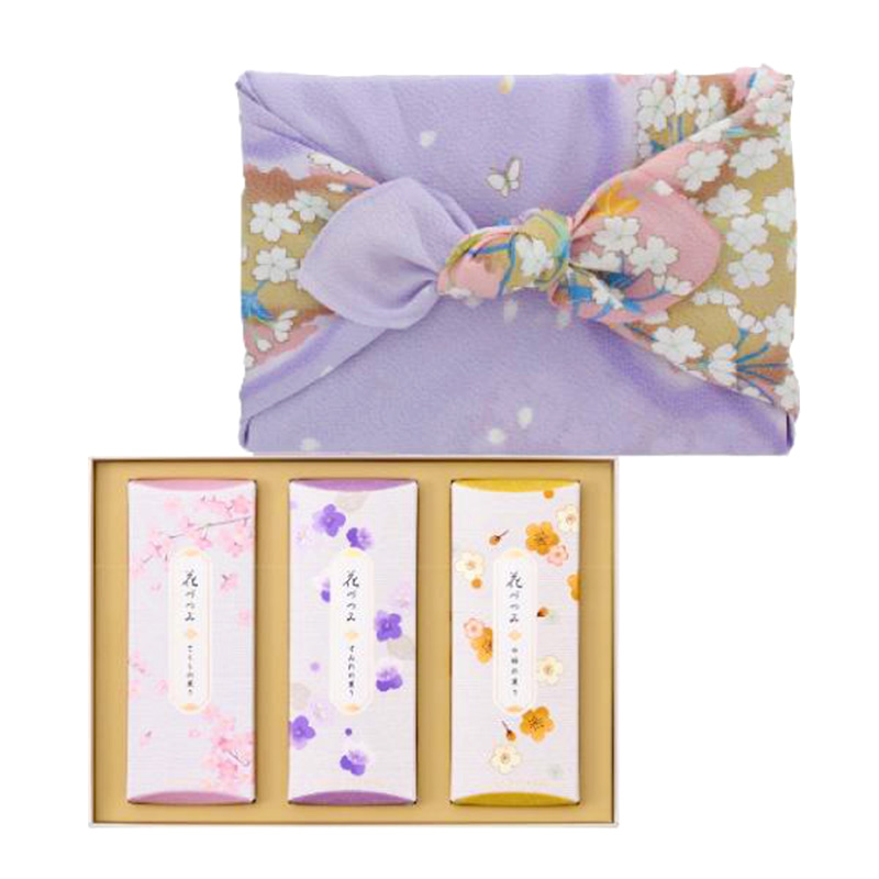 【線香】花づつみ 進物用3種入｜風呂敷付き〔91-960〕