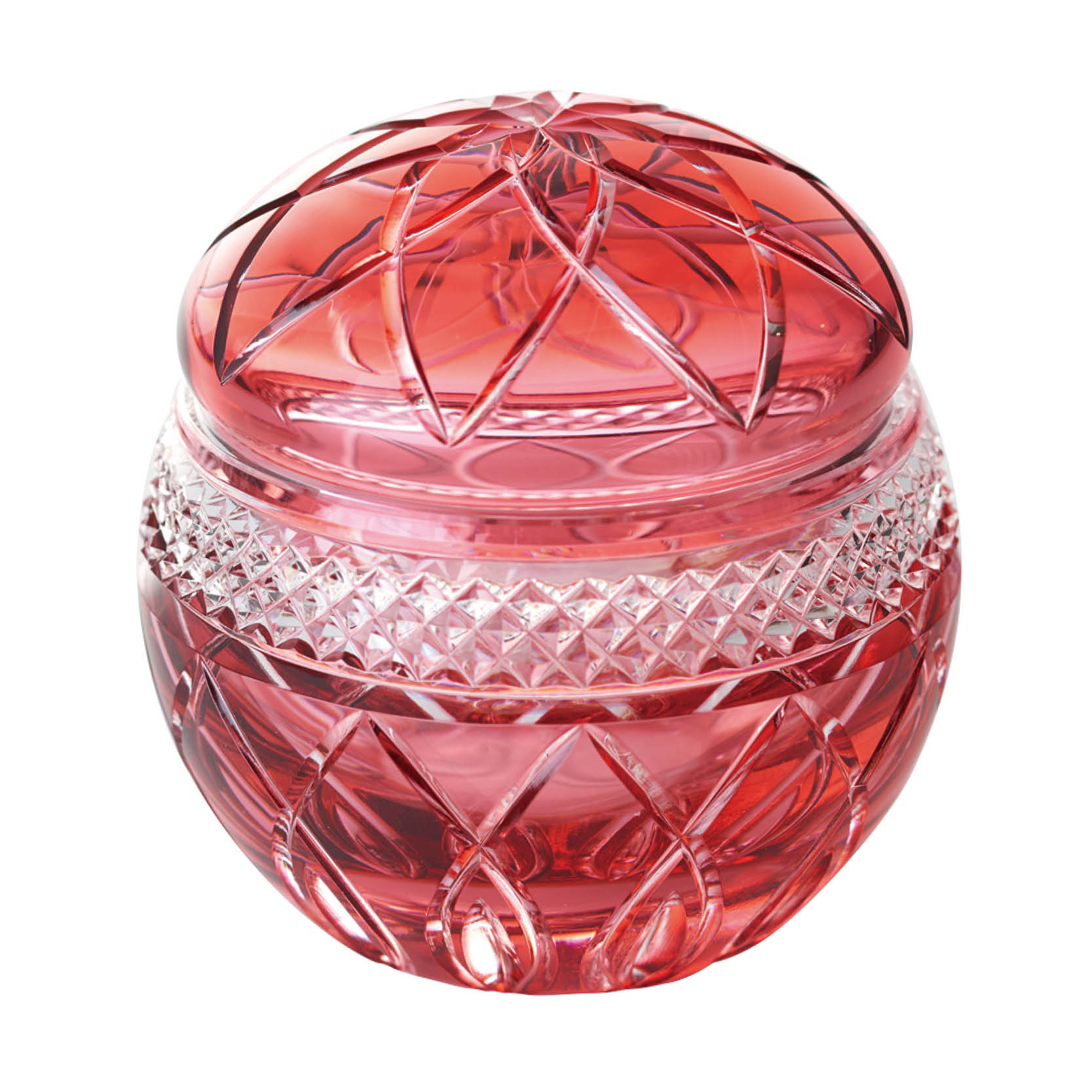 【骨壷】江戸切子S　花てまり 赤S