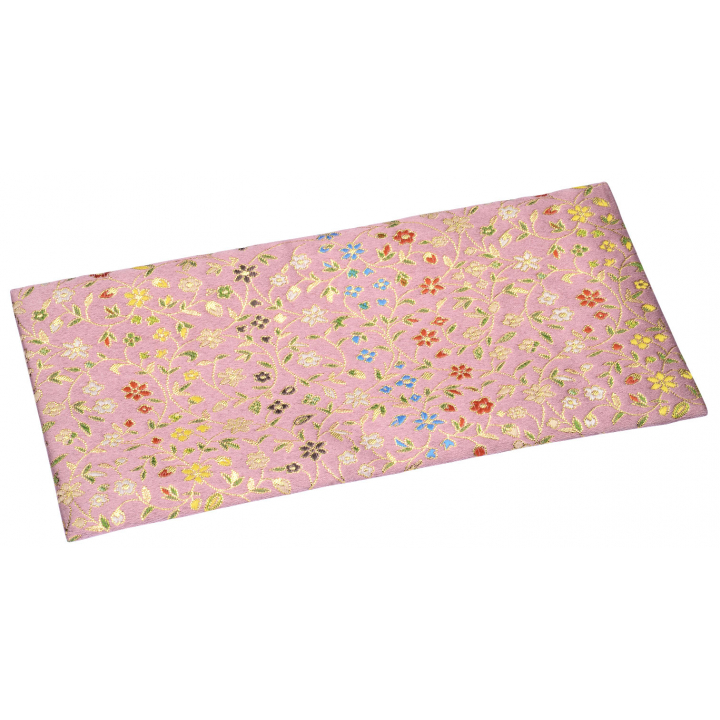 【防炎】香小花 上置用経敷 難燃金襴 ピンク 巾24cm