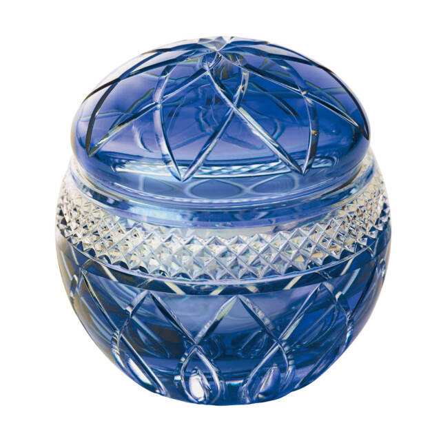 【骨壷】江戸切子S 花てまり 青S