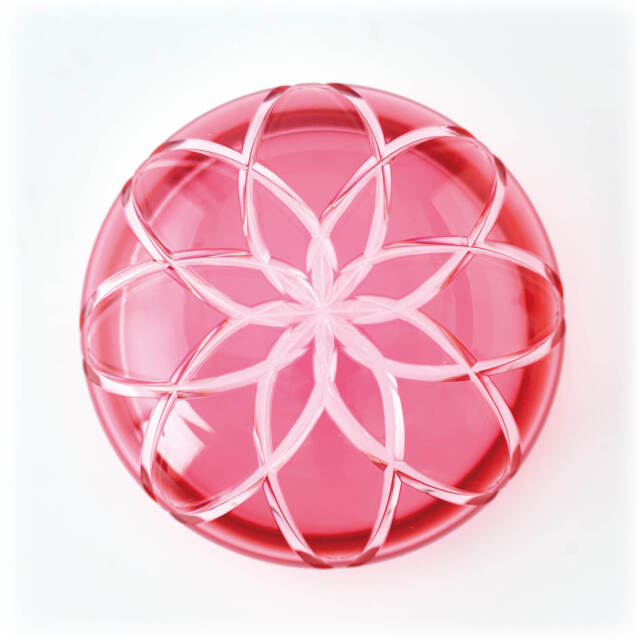 【骨壷】江戸切子S　花てまり 赤S