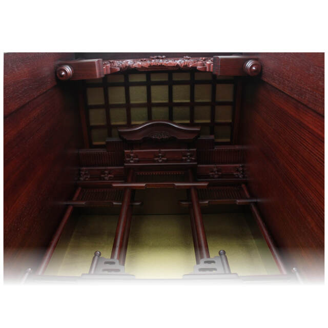 【台付仏壇】紫檀　聖　欄間彫入り：H161cm　W63cm　D59cm