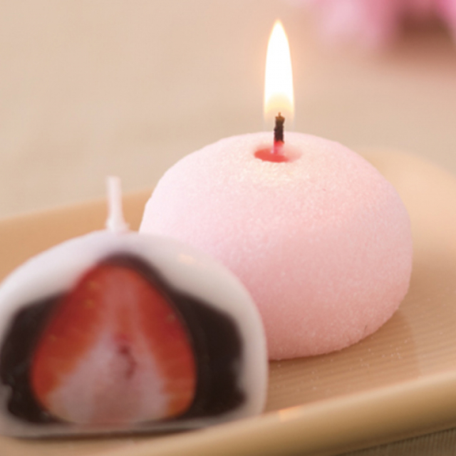 【お供物】【お盆、お彼岸用】【飾りローソク】いちご大福キャンドル
