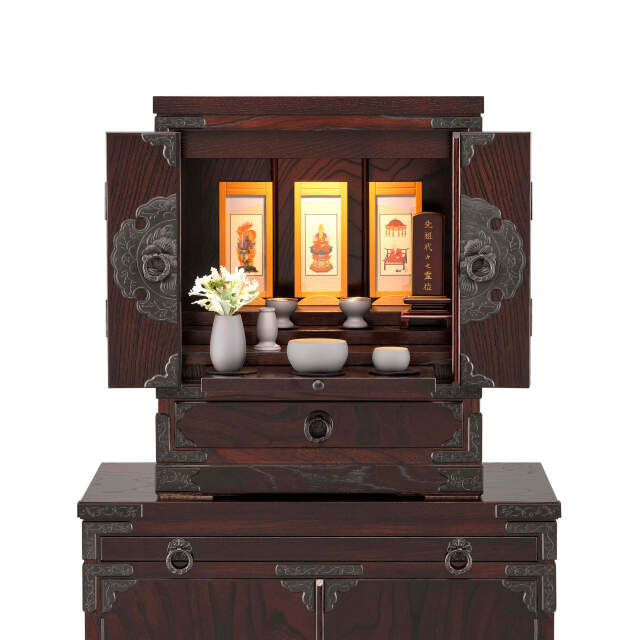 上置仏壇】岩谷堂 仏壇：H55cm W35cm D36cm