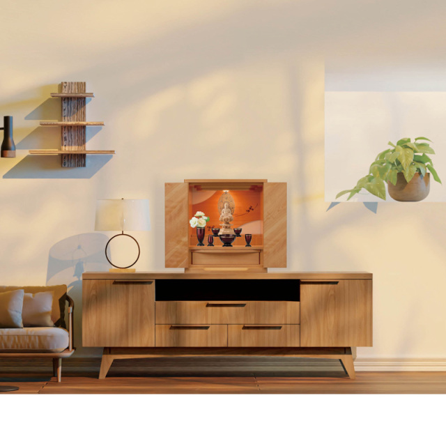 上置仏壇】無垢 SK-1上置 18号 ウォールナット：H55cm W42cm D36cm