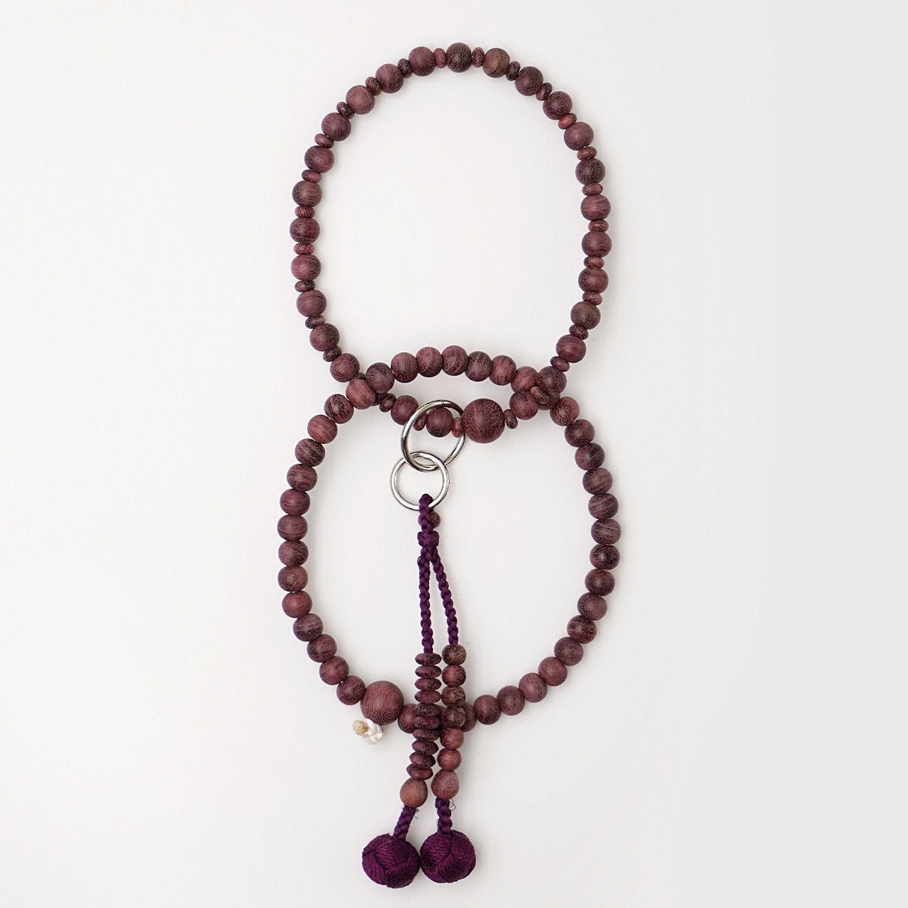 【女性片手念珠】（素挽）パープルハート　八寸浄土　共仕立　小田巻凡天