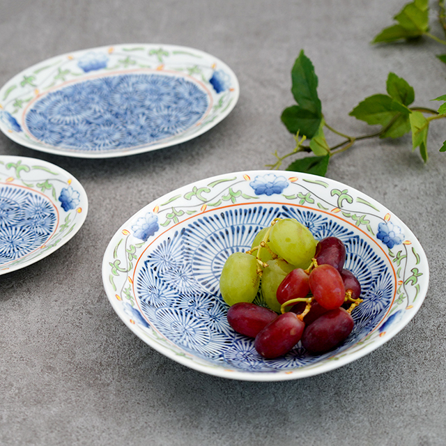 藍土　藍土な休日　和食器　通販　有田焼　そうた窯　唐草　染錦　鉢　盛鉢　ボウル