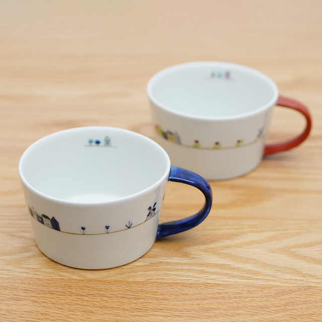 藍土オリジナルスープカップ（一峰窯・オランダ 青・赤） 藍土な休日