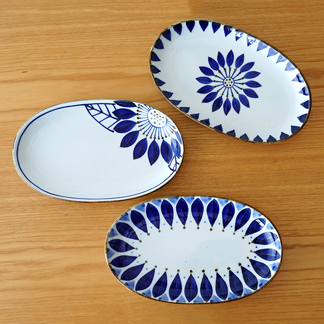 波佐見焼 翔芳窯 「楕円皿（3柄）」 北欧風のかわいい楕円のお皿