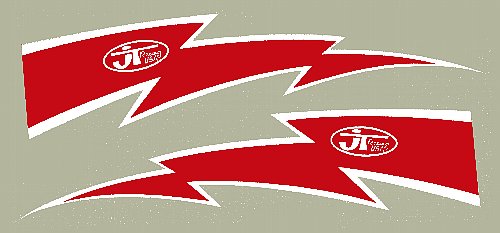 JT Racing Lightning Bolt デカール 10"（レッド／ホワイト）(PR)