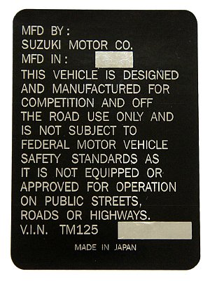 Suzuki TM125 Head Tube デカール