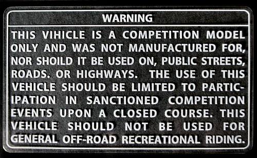 KAWASAKI 輸出用"Ｗａｒｎｉｎｇ" デカール