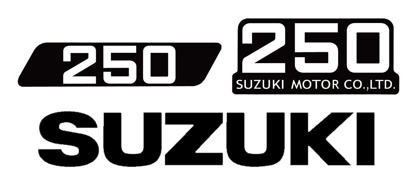 SUZUKI ハスラー250 9型 タンク＆サイドパネル＆マフラーカバーデカールセット（タンク：黒デカール）（4ｐｃｓ）