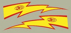 JT Racing Lightning Bolt デカール 10"（イエロー／レッド）(PR)