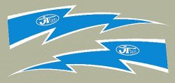 JT Racing Lightning Bolt デカール 10"（ブルー／ホワイト）(PR)