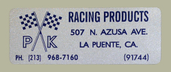 PK Racing Address デカール