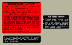 1987 Honda CR250R Warning デカール（3ｐｃｓ）