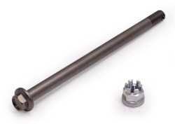 1974-75 CR125M （チタン）フロント アクスルシャフト／ナット付☆1974-75 CR125M （titanium ）Front axle shaft with Nat