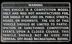 KAWASAKI 輸出用"Ｗａｒｎｉｎｇ" デカール