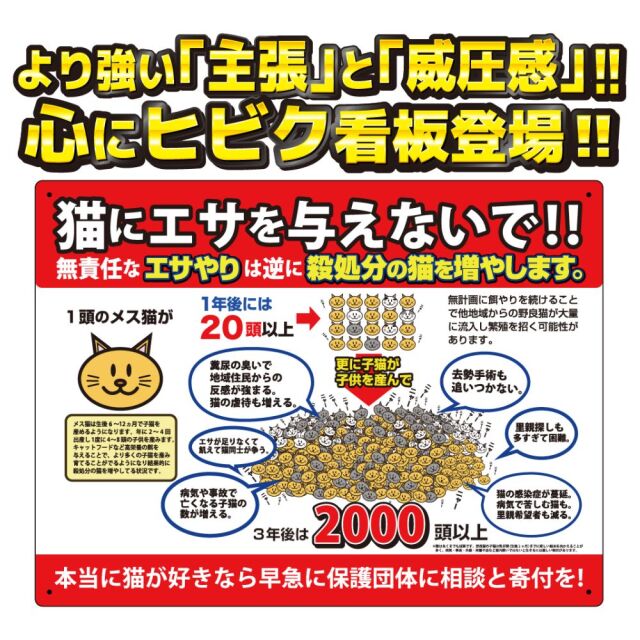 ねこページ* ご本人様以外の購入禁止 ヒビク看板 猫1 600×450 プレート看板 看板 サイン エサやり エサやり