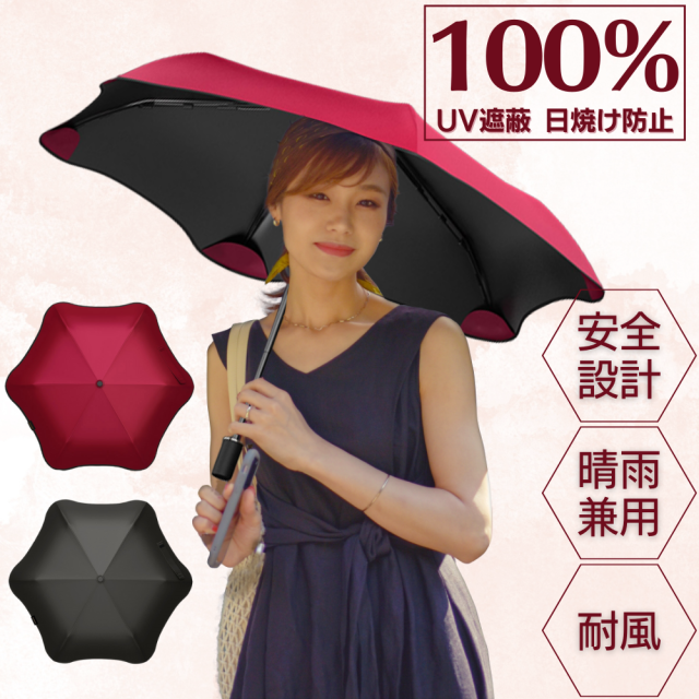完全遮光 100% 晴雨兼用日傘 SOLSHADE 日傘 完全遮光 折りたたみ 10本骨 長さ50cm U型持ち手 かけ