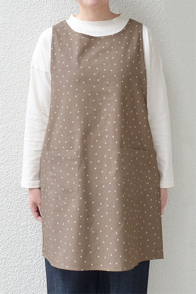 【メール便送料無料】コットンリネンドット ミドルクロスエプロン(全2色）