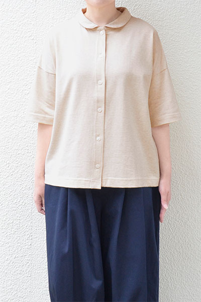 【SALE30%OFF】【メール便送料無料】TOP天竺 ラウンドカラーシャツ(全2色）